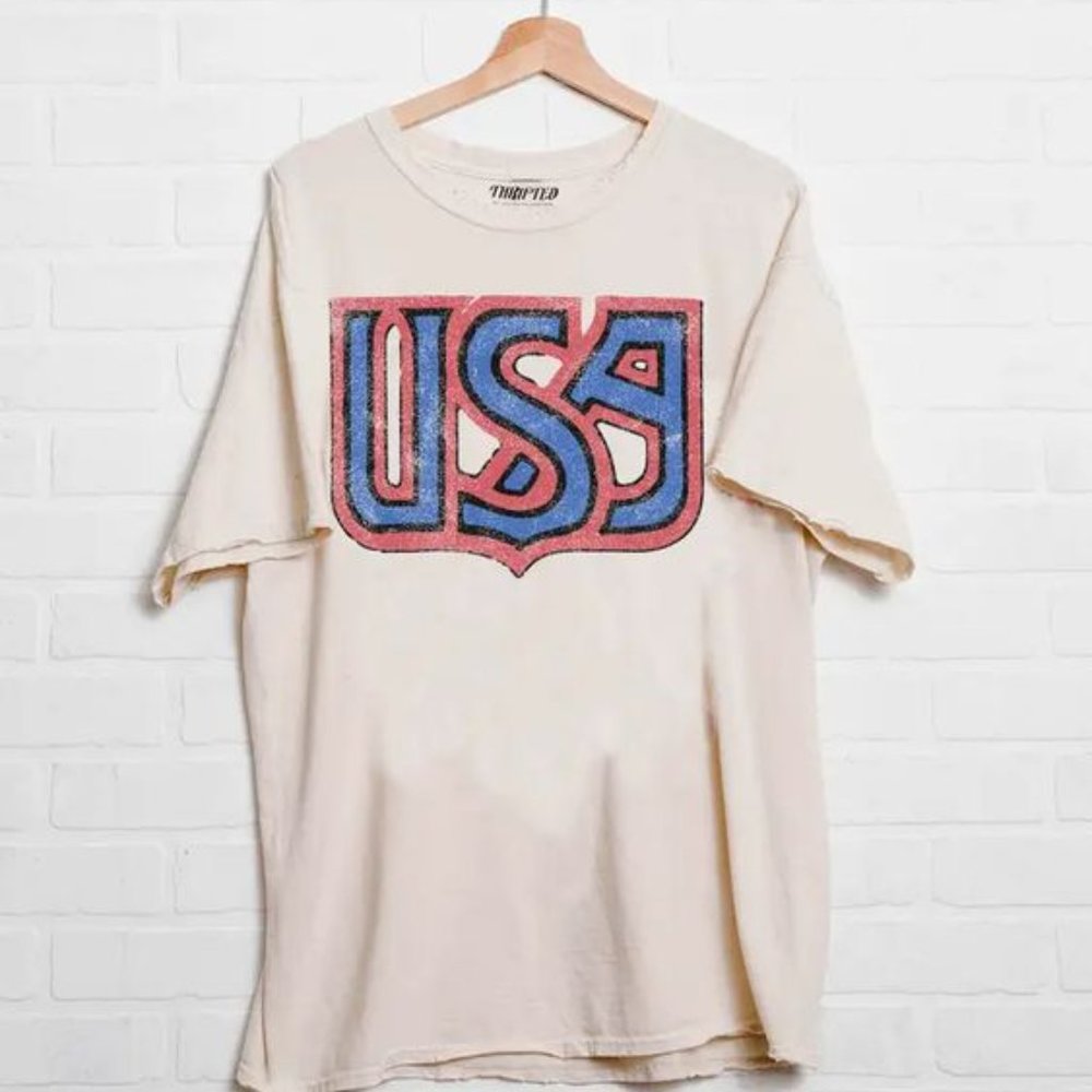 NWT Livy Lu Thrifted USA tee - Picture 2 of 2